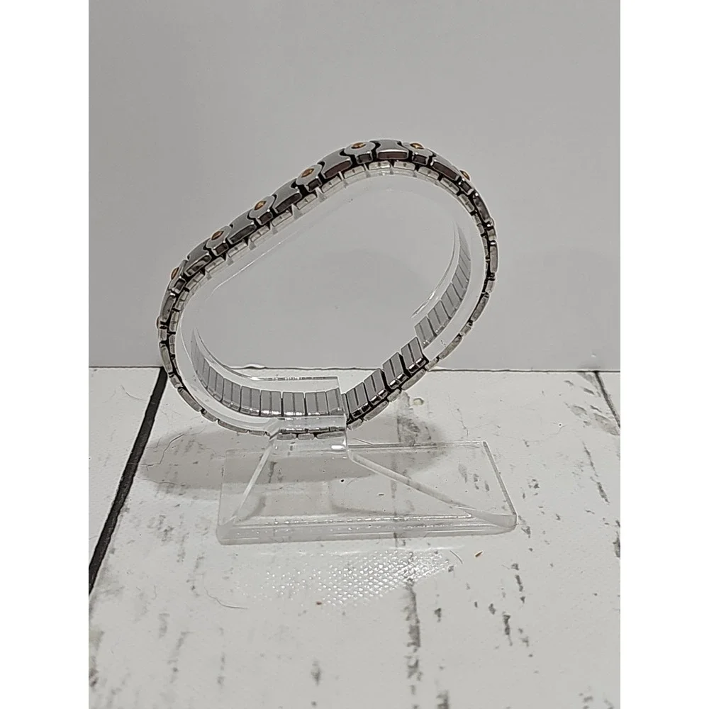 Vintage Milor Italy Stainless Steel & 18K Gold Stretch Expansion Link Bracelet